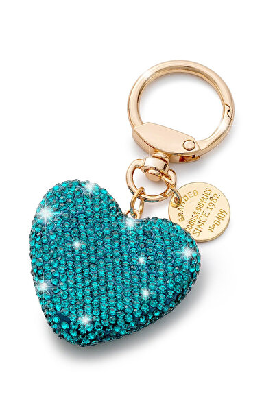 Choice6 blue A Fashionable High-end Heart-shaped Diamond Inlay Leather Rope K...