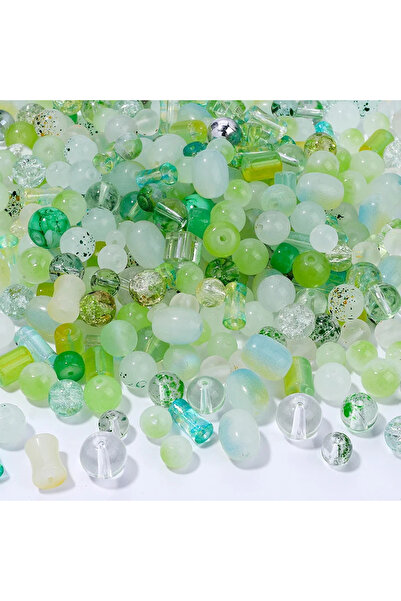 Choice4 Green 50g Assorted Glass Beads Cracked Spacer Beads Set Craft Beading...