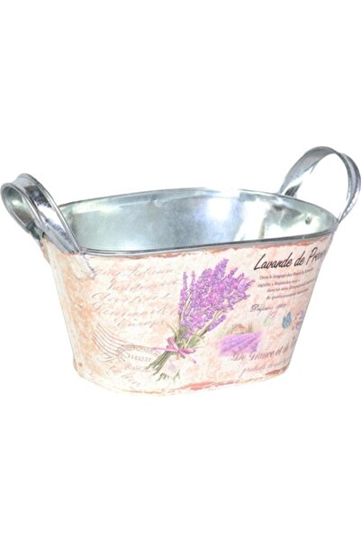 Goliat Galvanized oval pot, Goliat, with floral motif, 12x8x5cm