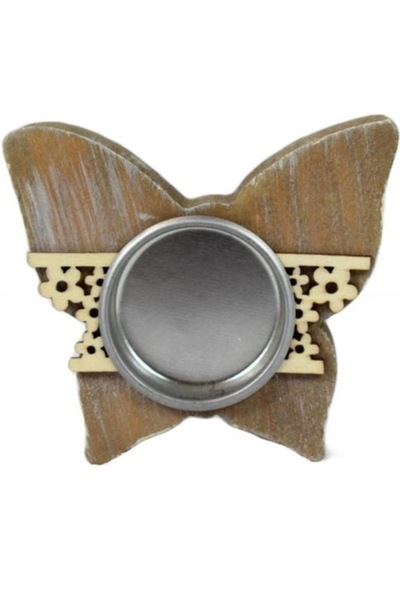 Goliat wooden candle holder, butterfly shape, 8.5x9.5cm, decor, brown color