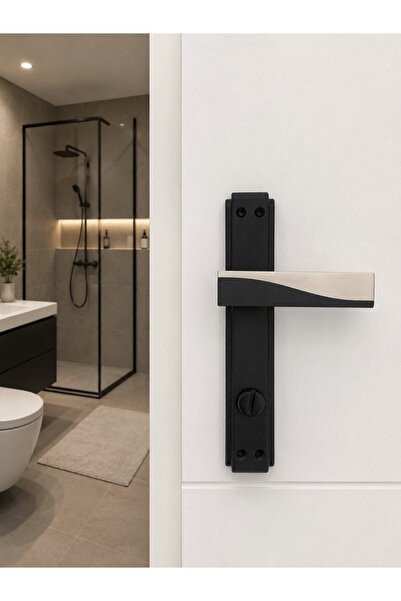 Sofuoğlu Derya Aynalı Banyo WC Kapı Kolu Çift Renk Siyah/Saten