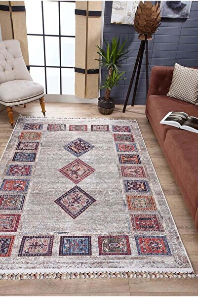 halinet Halı.Net Gray Modern Washable Non-Slip Living Room Carpet Haln-Hln5015
