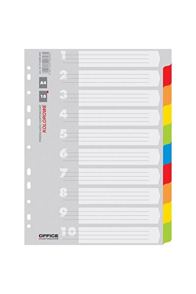 OFFICE products Separatoare carton color, A4, 170g/mp, 10 culori/set,
