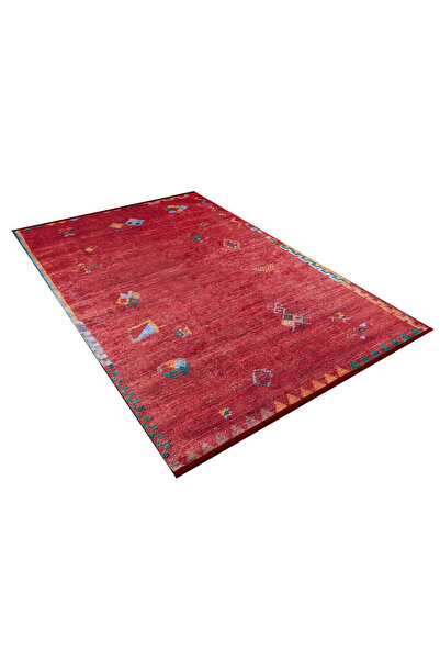 halinet Halı.Net Red Ethnic Bohemian Washable Non-Slip Living Room Carpet Hal...