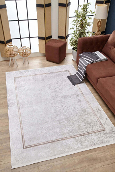 halinet Halı.Net Cream Vintage Antique Washable Non-Slip Living Room Carpet H...