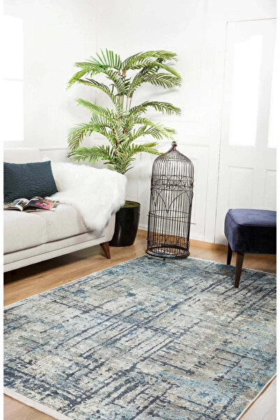 halinet Halı.Net Blue Modern Washable Non-Slip Living Room Carpet Haln-Hln560