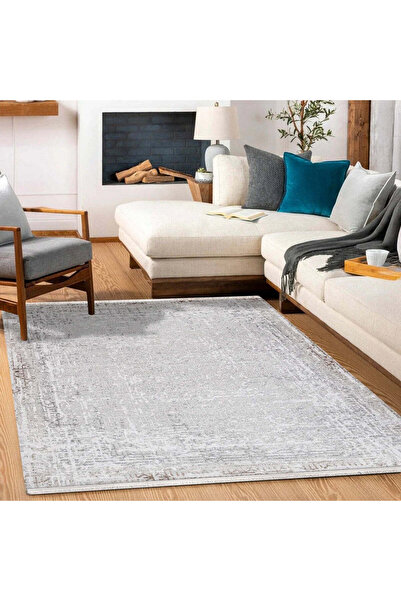 halinet Halı.Net Gray Modern Washable Non-Slip Living Room Carpet Cr-Filika-1...