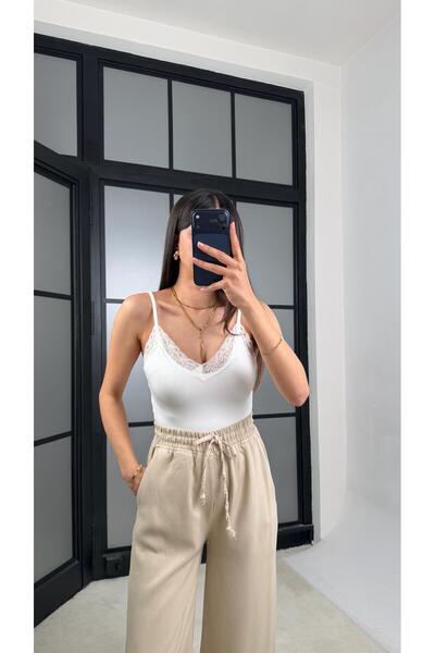 GAUS CO White Lace Detailed Bodysuit Gaus-01480