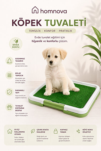 Homnova Yapay Çimli Köpek Tuvaleti Ev İçi Pet Tuvalet Eğitim Pedi Çiş Pedi Kabı