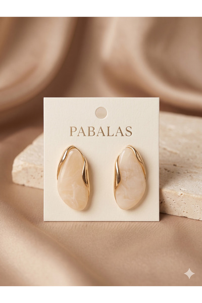 PABALAS أقراط نسائية ذهبية اللون مرصعة بالأحجار - موديل أقراط عصرية أنيقة وبسيطة