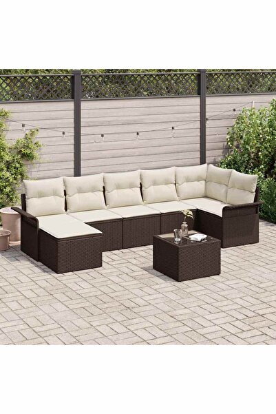 vidaxl Set de canapele pentru gradina cu perna 8 pcs Maro Rattan poli