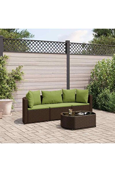 vidaxl Set canapele de gradina, 4 piese, cu perne, maro poliratan maro