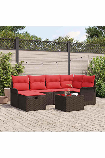 vidaxl Set de canapele pentru gradina cu perna 7 pcs Rattan poli