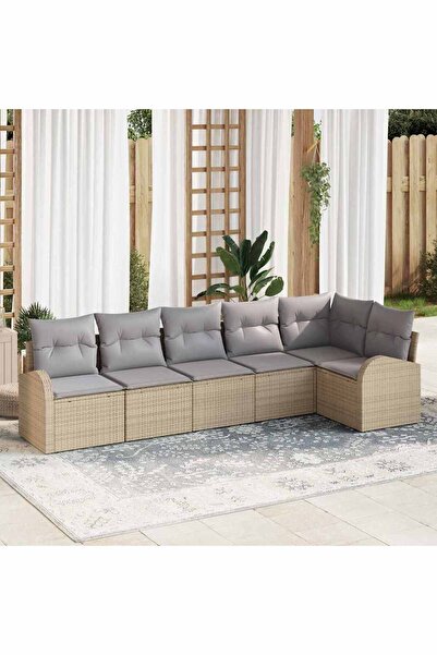vidaxl Set de canapele pentru gradina 6 pcs Beige È™i gri deschis