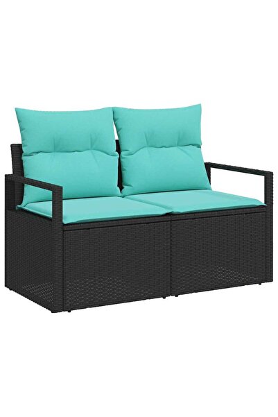 vidaxl Set de canapea 6 pcs Negru poliratan