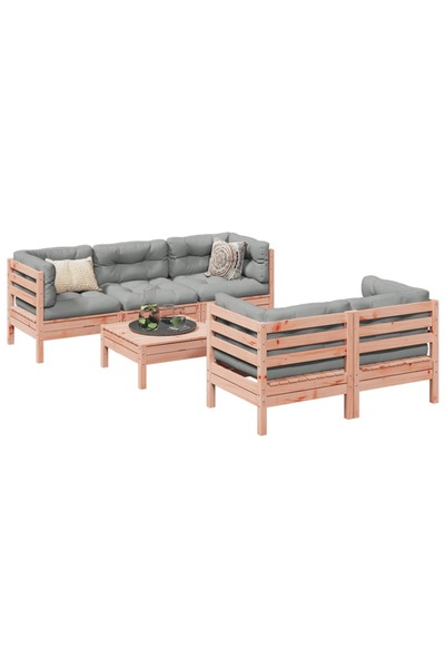vidaxl Set canapele gradina cu perne, 6 piese, lemn masiv brad douglas