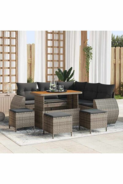 vidaxl Set de canapele pentru gradina 9 pcs Gri poliratan
