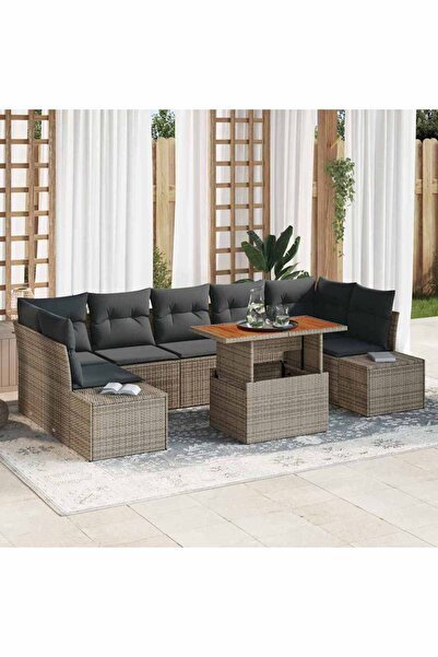 vidaxl Set de canapele pentru gradina 8 pcs Gri Rattan poli