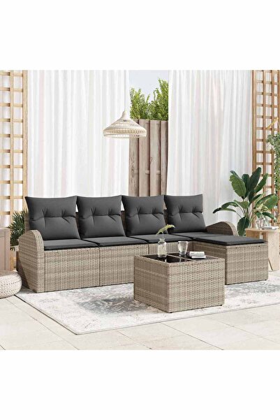 vidaxl Set de canapele pentru gradina 6 pcs Gri deschis poliratan