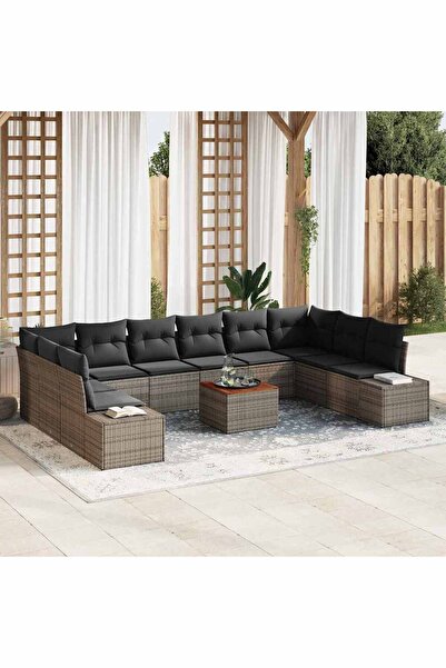 vidaxl Set de canapele pentru gradina cu depozitare 11 pcs Gri