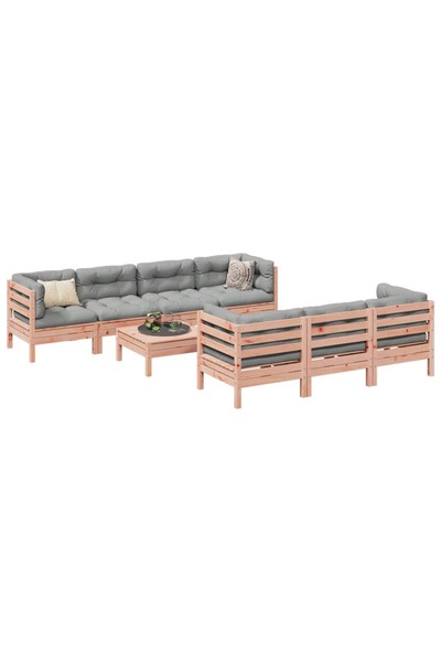 vidaxl Set canapele gradina cu perne 8 locuri, lemn masiv brad douglas