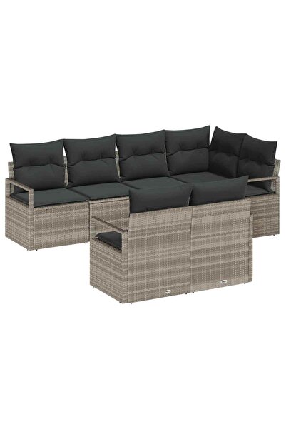 vidaxl Set de canapea 7 pcs Gri deschis poliratan
