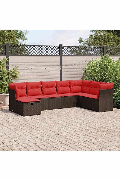 vidaxl Set canapele de gradina cu perne, 8 piese, maro, poliratan