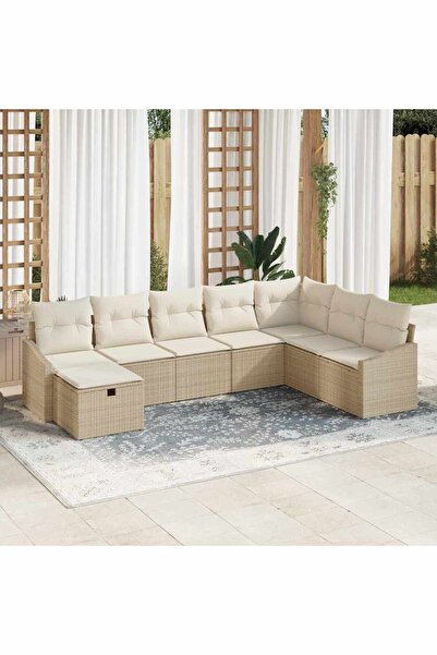 vidaxl Set de canapele pentru gradina cu perna 8 pcs poliratan