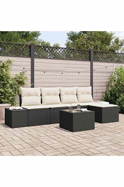 vidaxl Set de canapele pentru gradina 5 pcs Maro È™i Crem poliratan