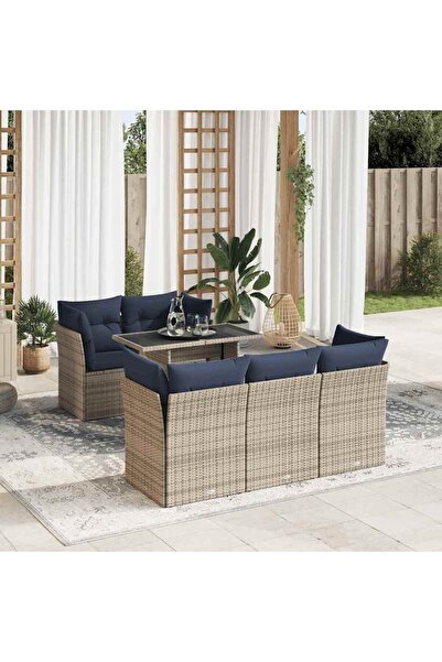 vidaxl Set mobilier gradina cu perne 6 piese gri poliratan/lemn acacia