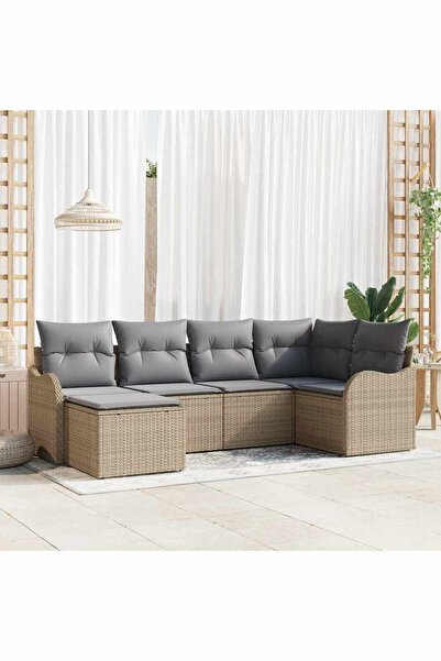 vidaxl Set de canapele pentru gradina 6 pcs bej È™i gri deschis