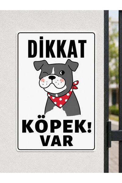 KORKMAZ GROUP Levha Caution Dog Present Warning Sign Pvc