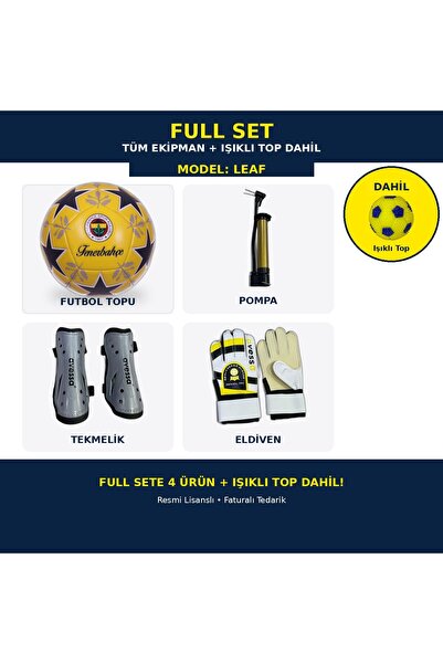 Fenerbahçe Lisanslı Futbol Topu Pompalı Tekmelikli Eldivenli Full Set Işıklı ...