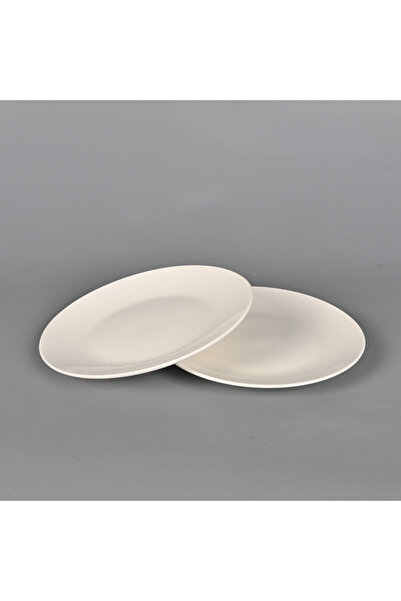 Generic White Ceramic Flat Plate 2 Pcs 23cm Everyday Dinner and Serving Plate