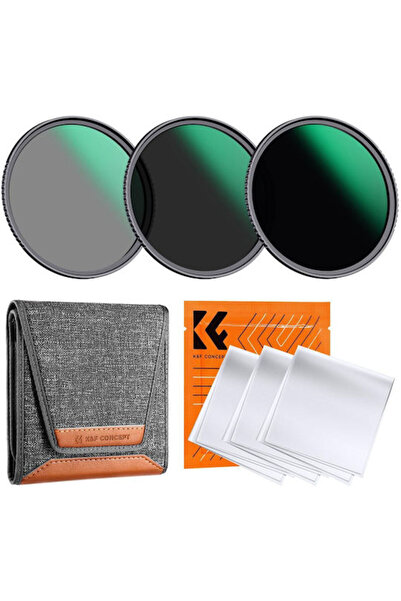 K&F CONCEPT Κιτ Φίλτρων Φακού 82mm Nano-D ND8+ND64+ND1000 με 3 πανάκια καθαρι...
