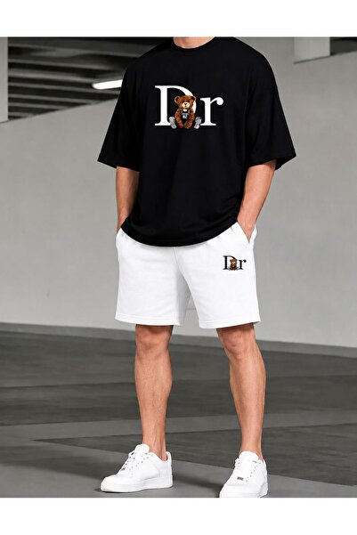 HerTarzınTrendi Men's Dr Teddy Bear Printed Crew Neck Oversize T-Shirt Shorts...