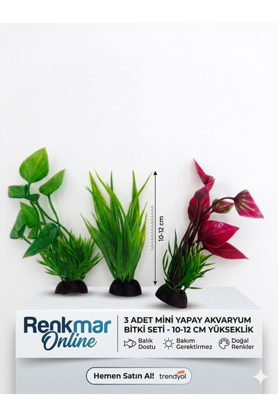 renkmar Yapay bitki-akvaryum için 3 adet 10-12 cm