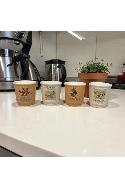 MİEN Art 4-Piece Espresso Cup 90Cc, Handleless Coffee Cup