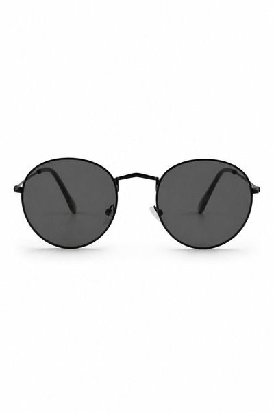 Unisex Retro Yuvarlak Siyah Camlı Metal Çerçeve Güneş Gözlüğü