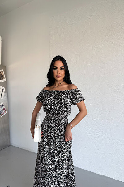 KAMACI BUTİK فستان مادونا بياقة مزينة بالترتر، مقاس قياسي (S/M/L/XL) مناسب