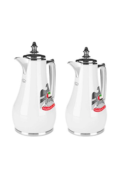 ANSA Arabic Flask With UAE Logo 2 Pc, 1 + 0.75 L, Silver, NDT-AE-S
