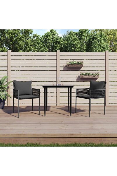 Concept Set mobilier de grădină cu perne, 3 piese, poliratan și oțel