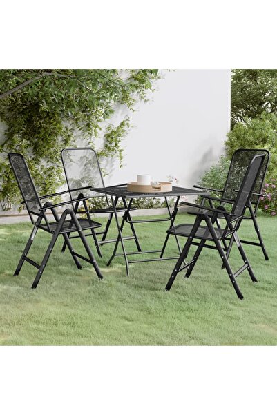 vidaxl Set mobilier gradina 5 piese antracit plasa metalica expandata
