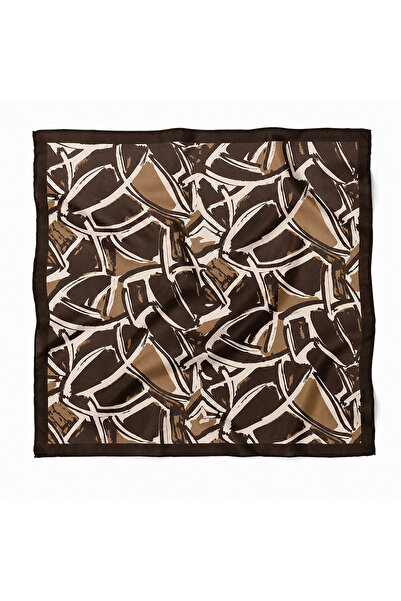 IŞIKTAŞ COLLECTİON Kahverengi Modern Grafik Desen Fular Bandana 50*50 cm