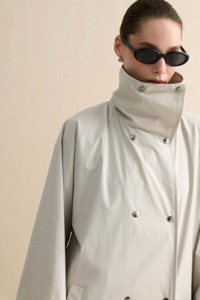 Zeyyen ATELIER 09 İNCE DOKULU MAXI TRENÇ TAŞ