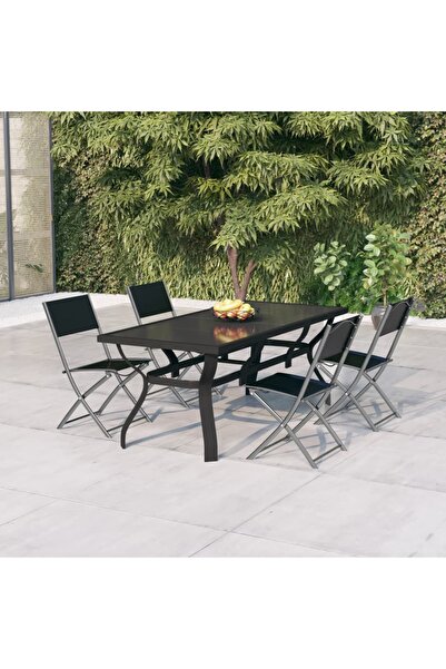 vidaxl 5-piece garden dining set, grey and black
