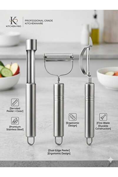 ERVAS HOME Three-In-One Excellent Set Toy Peeler, Side Peeler and Double-Side...
