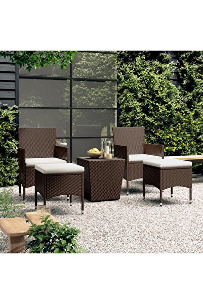 Concept Set de bistro, 5 piese, bej, poliratan și sticlă securizată