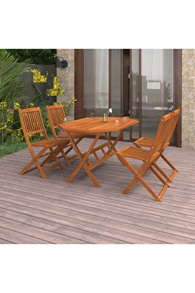 vidaxl Set mobilier de gradina, 5 piese, lemn masiv de acacia