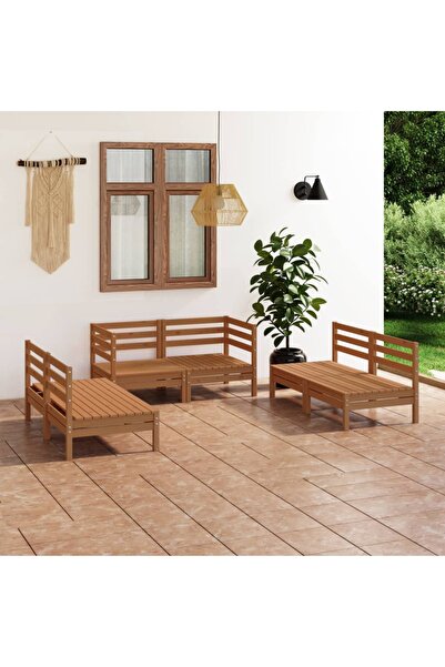 vidaxl Set mobilier de gradina, 6 piese, maro miere, lemn masiv de pin